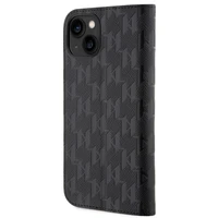 KARL LAGERFELD KLBKP14SSAKLPK IPHONE 14/15/13 6.1 "GRĀMATIŅAS TIPA MACIŅŠ MELNS / MELNS SAFFIANO MONOGRAM