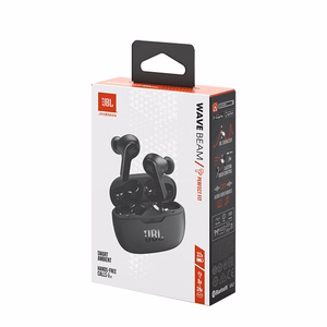 Bezvadu austiņas JBL IP54 IPX2 Wave Beam melnas
