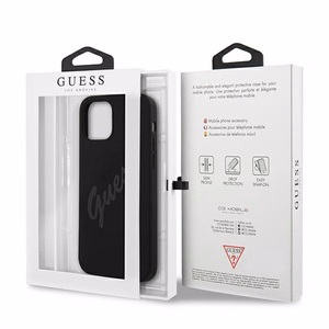 Guess GUHCP12LLSVSBK iPhone 12 Pro Max 6.7" melns/melns cietais apvalks Script Vintage