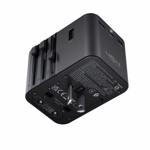 Acefast Z8 GaN 45W ceļojumu adapteris 3x USB-C + 2x USB-A ceļojumu tīkla lādētājs ar 2500W AC kontaktu - melns
