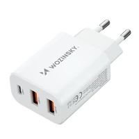 Wozinsky CWCUCW 30W USB-C / 2 x USB-A sienas lādētājs - balts