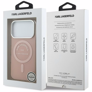 Karl Lagerfeld IML Karl RSG logotipa magnētiskais viedtālruņa apvalks iPhone 17 Pro - rozā