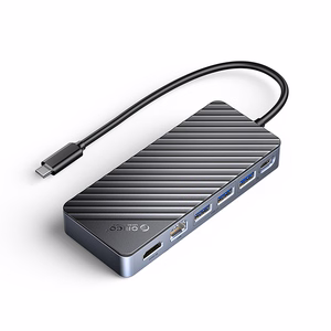 Orico OM28PR-G2 USB-C dokstacija ar M.2 diska slotu + 1 x USB-A 3.2 + 1x USB-C 3.2 + 2x USB-A 2.0 + 1x HDMI + 1x Ethernet - melna