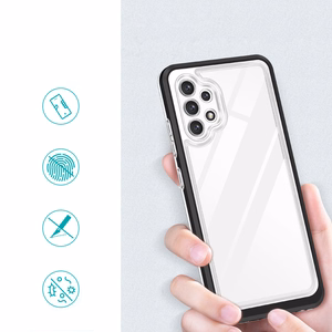 Прозрачный чехол 3in1 для Samsung Galaxy A72 4G гелевый с рамкой чёрный