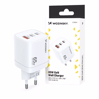 Wozinsky CGWCW 65W GaN sienas lādētājs USB-A / 2 x USB-C - balts