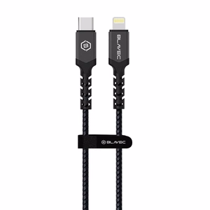 Blavec kabelis Raptor pīts - Type C uz Lightning - PD 20W 2,4A 2 metri Apple CarPlay (CRA-CL24BG20) melns un pelēks