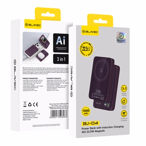 Blavec BJ-04 10000 mAh plāns magnētisks ārējais akumulators ar MagSafe, 13,5 mm, USB-C, 22,5 W, 3 vienā (PBBJ04-MC5P) (krāsa: violeta)