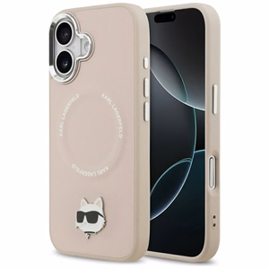 Karl Lagerfeld Choupette Pin Magnētiskais viedtālruņa apvalks iPhone 17 - rozā