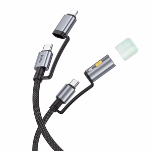 Kabelis All-in-one USB C / Lightning uz USB C / LED Light Hoco PD 3A 60W 1,2 m U138 melns