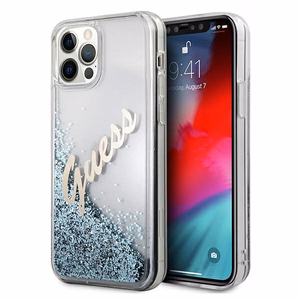 Guess GUHCP12LGLVSBL iPhone 12 Pro Max 6.7" blue/blue hardcase Glitter Vintage Script