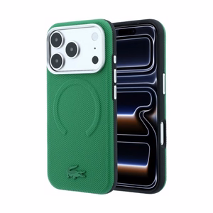 Case Lacoste PVC Petit Pique Semi Wrap Embossed MagSafe Apple iPhone 18 Pro Max green