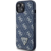 Guess 4G Triangle Metal Logo viedtālruņa apvalks iPhone 15 Plus / 14 Plus - zils