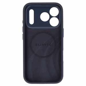Liavec Silk Shield maciņš ar metāla kameras rāmi priekš Iphone 17 Pro Max tumši zils