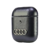 Audi ādas liela logotipa apvalks AirPods 1 / 2 - melna