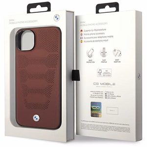 Viedtālruņa apvalks BMW BMHCP14S22RPSR iPhone 14 6.1" bordo/bordo ādas sēdekļu raksts
