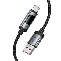 Kabelis USB A uz USB C Hoco PD 6A 240W 1,2 m U148 ar digitālo indikatoru - melns