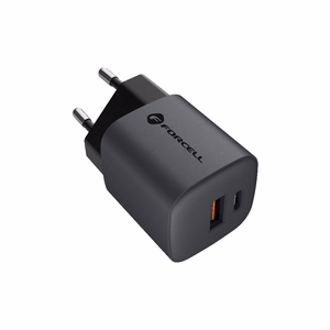 FORCELL F-ENERGY GaN VT-31 pelēks ceļojuma lādētājs Type C + USB A PD QC4.0 3A 33W ar PD