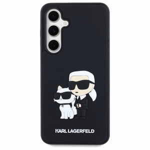 Karl Lagerfeld 3D gumijas Karl&Choupette viedtālruņa apvalks Samsung Galaxy S24 FE - melns