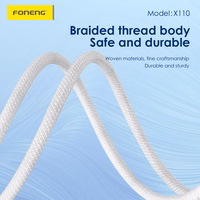 Foneng Kabelis X110 - Type-C uz Type-C - PD 60W 3A 1,2 m balts