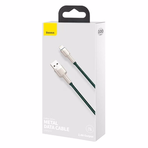 USB kabelis Lightning Baseus Cafule, 2.4A, 1m (zaļš)
