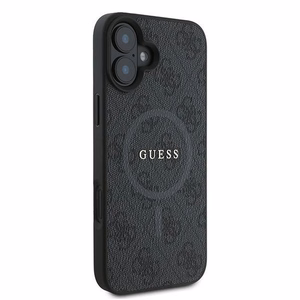Guess 4G gredzens klasiskā logotipa magnētiskais viedtālruņa apvalks iPhone 16 Plus - melns