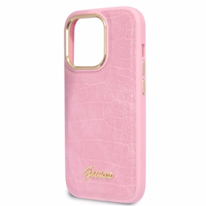 Guess Croco Collection viedtālruņa apvalks iPhone 14 Pro - rozā