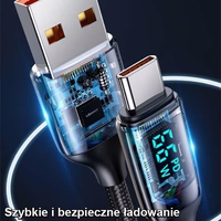 USAMS pīts kabelis U78 USB-C 1,2m LED 6A ātrā uzlāde balts SJ544USB02 (US-SJ544)
