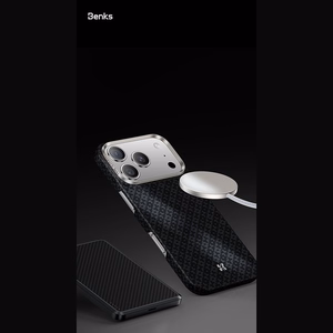 Melns Benks Magnetic Armor Air Armor Grid 600D kevlara vāciņš ar metāla rāmi (C.K.FL.AP.BK.0073), paredzēts iPhone 18 Pro Max / iPhone 17 Pro Max