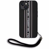 Karl Lagerfeld Saffiano Athleisure Stripes Cord viedtālruņa apvalks iPhone 15 - rozā