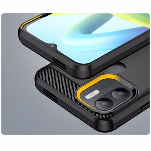 Carbon Case viedtālruņa apvalks Xiaomi Redmi A1+ elastīgs silikona oglekļa pārklājums melns