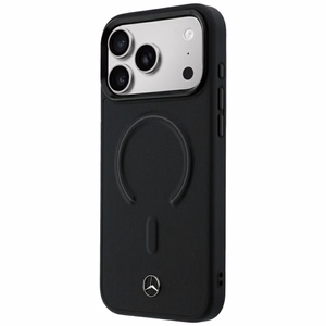 Mercedes 3D MagSafe ādas maciņš, paredzēts iPhone 18 Pro Max / 17 Pro Max, melns
