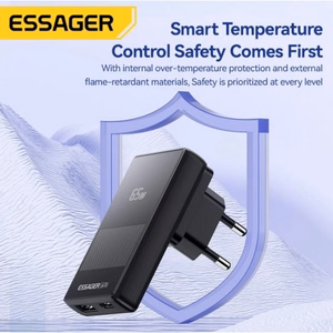 Lādētājs Essager Ultra Thin melns 65W (PD / QC3.0)