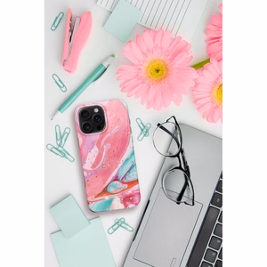 FORCELL F-PROTECT Mirage, militāri pārbaudīts apvalks ar MagSafe, saderīgs ar IPHONE 15 rozā marmors