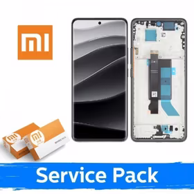 LCD displejs saderīgs ar Xiaomi Redmi Note 14 Pro 5G ar rāmi / Pusnakts melns / (Service Pack)
