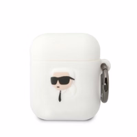 Karl Lagerfeld KLA2RUNIKH AirPods 1/2 apvalks balta/balta silikona Karl galvas 3D