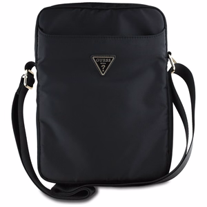 Guess GUTB10NTMLBK Nylon Triangle Logo 10 collu planšetdatora pleca soma – melna