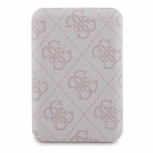 Guess indukcijas 15W GUPB5FP4EMGP 5000mAh portatīvais lādētājs rozā/rozā 4G ādas metāla logotips MagSafe