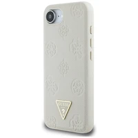 Guess Grained Hot Stamp Peony Triangle Logo magnētiskais viedtālruņa apvalks iPhone 16e - bēšs