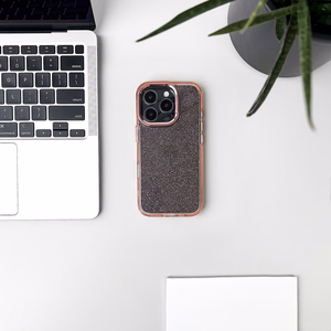 Spīdīgs viedtālruņa apvalks iPhone 16 Pro - rozā ar spīdumiem