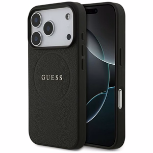 Guess Grained Gold Ring MagSafe maciņš modelim iPhone 18 Pro / 17 Pro – krāsa: melna