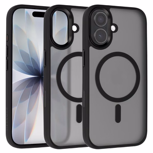 Liavec Cloudy maciņš ar metāla kameras rāmi priekš Iphone 17 melns (kameras vadības poga)
