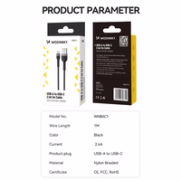 Wozinsky WNBAC2 USB-A / USB-C kabelis 2.4A 2m - melns