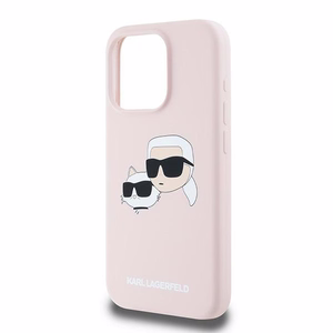 Karl Lagerfeld silikona Karl&Choupette magnētiskais viedtālruņa apvalks iPhone 15 Pro - rozā