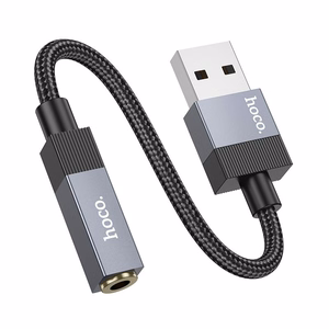 Adapteris AUX USB A (tēviņš) uz Jack 3,5 mm (mātīte) Hoco UPA32D melns