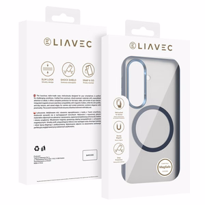 Liavec Soft Case maciņš ar metāla rāmi Samsung Galaxy S26, tumši zils
