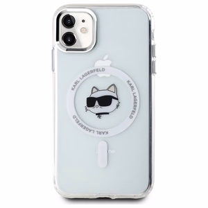 Karl Lagerfeld IML Metāla Choupette galva MagSafe apvalks iPhone 11 - balts