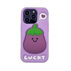 Maciņš 3D EGGPLANT AR TURĒTĀJU IPHONE 14 PRO