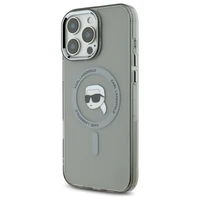 Karl Lagerfeld IML Metal Karl Head Magnētiskais viedtālruņa apvalks iPhone 16 Pro Max - melns