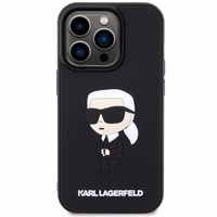 Karl Lagerfeld KLHCP14L3DRKINK iPhone 14 Pro 6.1" Kietais apvalks (m) - melns (m) Rubber Ikonik 3D