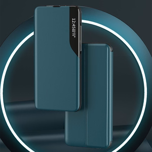 Eco Leather View Case elegants grāmatas tipa apvalks ar statīvu Samsung Galaxy A22 4G oranžs
